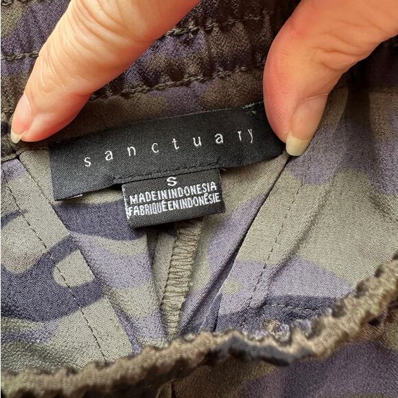 Sanctuary Green Black Blue Camo Print Cinch Waist Banded Joggger S - Picture 8 of 11